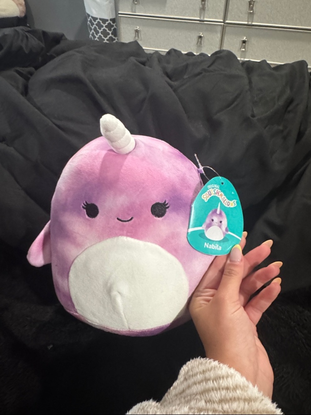 Squishmallows Nabila Purple and White Narwhal Plush